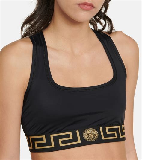 versace greek key sports bra|Black Greca Sports Bra by Versace Underwear on Sale .